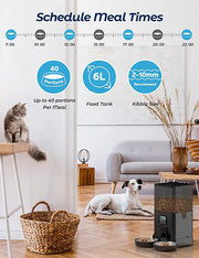 YES4PETS 6L Automatic Digital Pet Dog Cat Feeder Double Food Bowl Dispenser V278-PF-128D-FEEDER-6010-0014