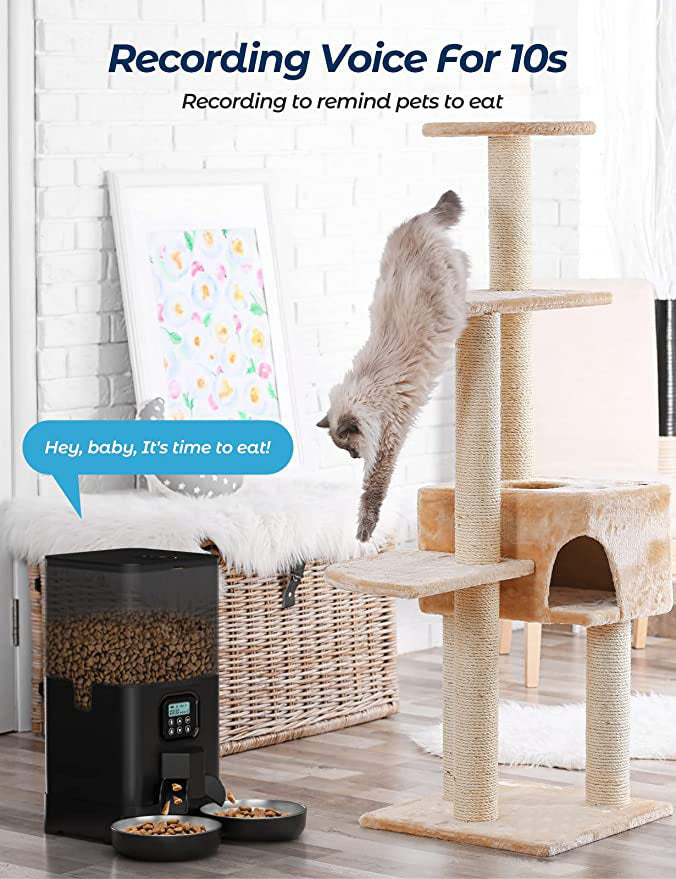 YES4PETS 6L Automatic Digital Pet Dog Cat Feeder Double Food Bowl Dispenser V278-PF-128D-FEEDER-6010-0014