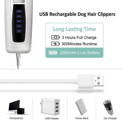 YES4PETS Pet Electric Dog Pet Clipper Kit Blade Set Cat Animal Hair Grooming Cordless White V278-PHC-720B-WHITE
