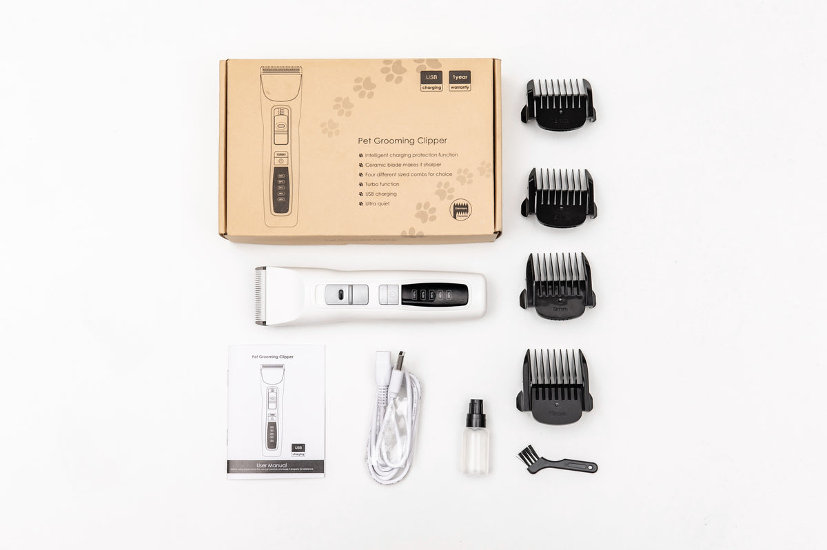 YES4PETS Pet Electric Dog Pet Clipper Kit Blade Set Cat Animal Hair Grooming Cordless White V278-PHC-720B-WHITE