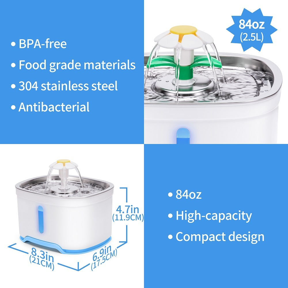 YES4PETS 2.5L Automatic Electric Pet Water Fountain Dog Cat Water Feeder Bowl Dispenser V278-PW-106