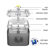 YES4PETS 3L Automatic Electric Pet Water Fountain Dog Cat Stainless Steel Feeder Bowl Dispenser Grey V278-PWS-106-GREY