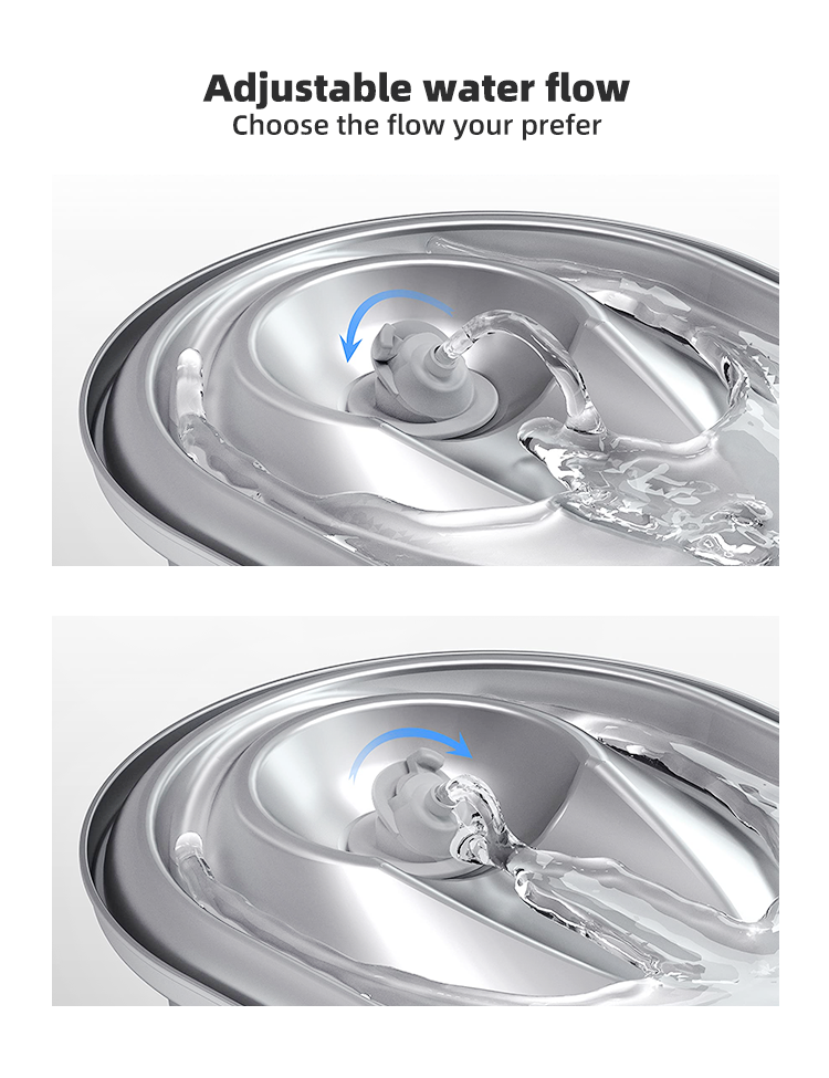 YES4PETS 2L Automatic Electric Pet Water Fountain Dog Cat Stainless Steel Feeder Bowl Dispenser V278-PWS-111-0015