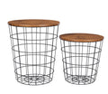 YES4HOMES Vintage Round Coffee Tables Set of 2 Side Tables Robust Steel Frame for Living Room Bedroom Rustic V278-R-COFFEE-TABLE-SET-2