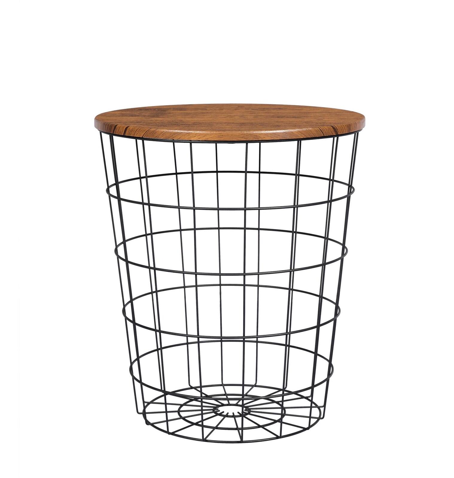 YES4HOMES Vintage Round Coffee Tables Set of 2 Side Tables Robust Steel Frame for Living Room Bedroom Rustic V278-R-COFFEE-TABLE-SET-2