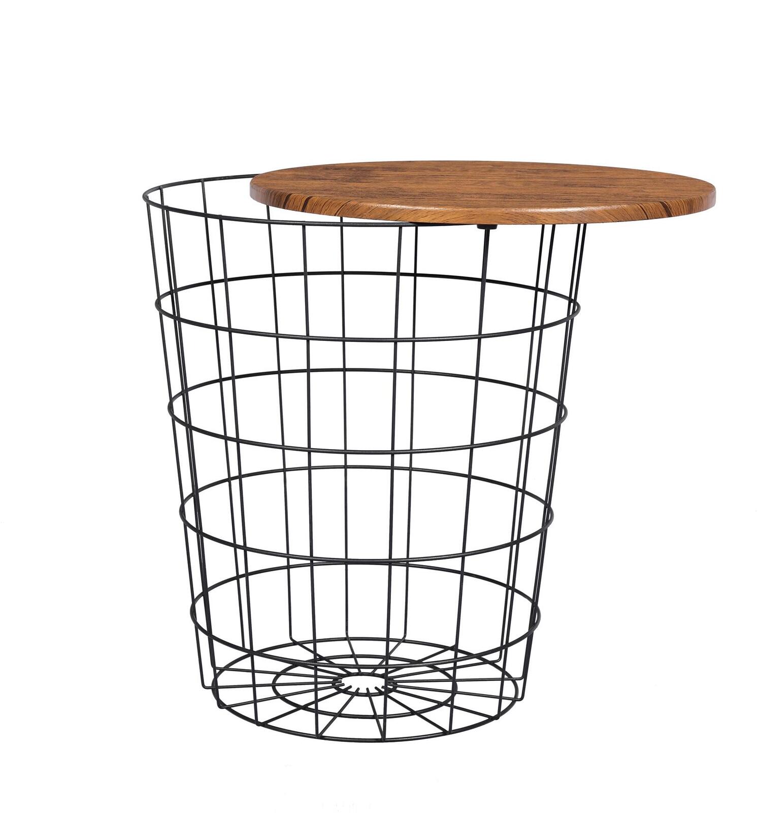 YES4HOMES Vintage Round Coffee Tables Set of 2 Side Tables Robust Steel Frame for Living Room Bedroom Rustic V278-R-COFFEE-TABLE-SET-2