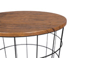 YES4HOMES Vintage Round Coffee Tables Set of 2 Side Tables Robust Steel Frame for Living Room Bedroom Rustic V278-R-COFFEE-TABLE-SET-2