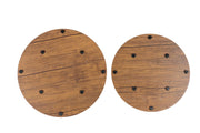 YES4HOMES Vintage Round Coffee Tables Set of 2 Side Tables Robust Steel Frame for Living Room Bedroom Rustic V278-R-COFFEE-TABLE-SET-2