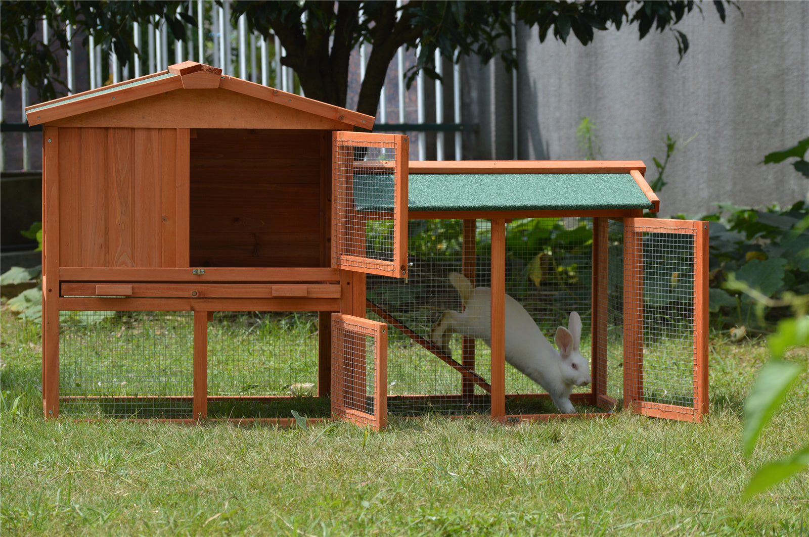 YES4PETS 146cm Rabbit Hutch Metal Run Wooden Cage Guinea Pig Cage House V278-RH065