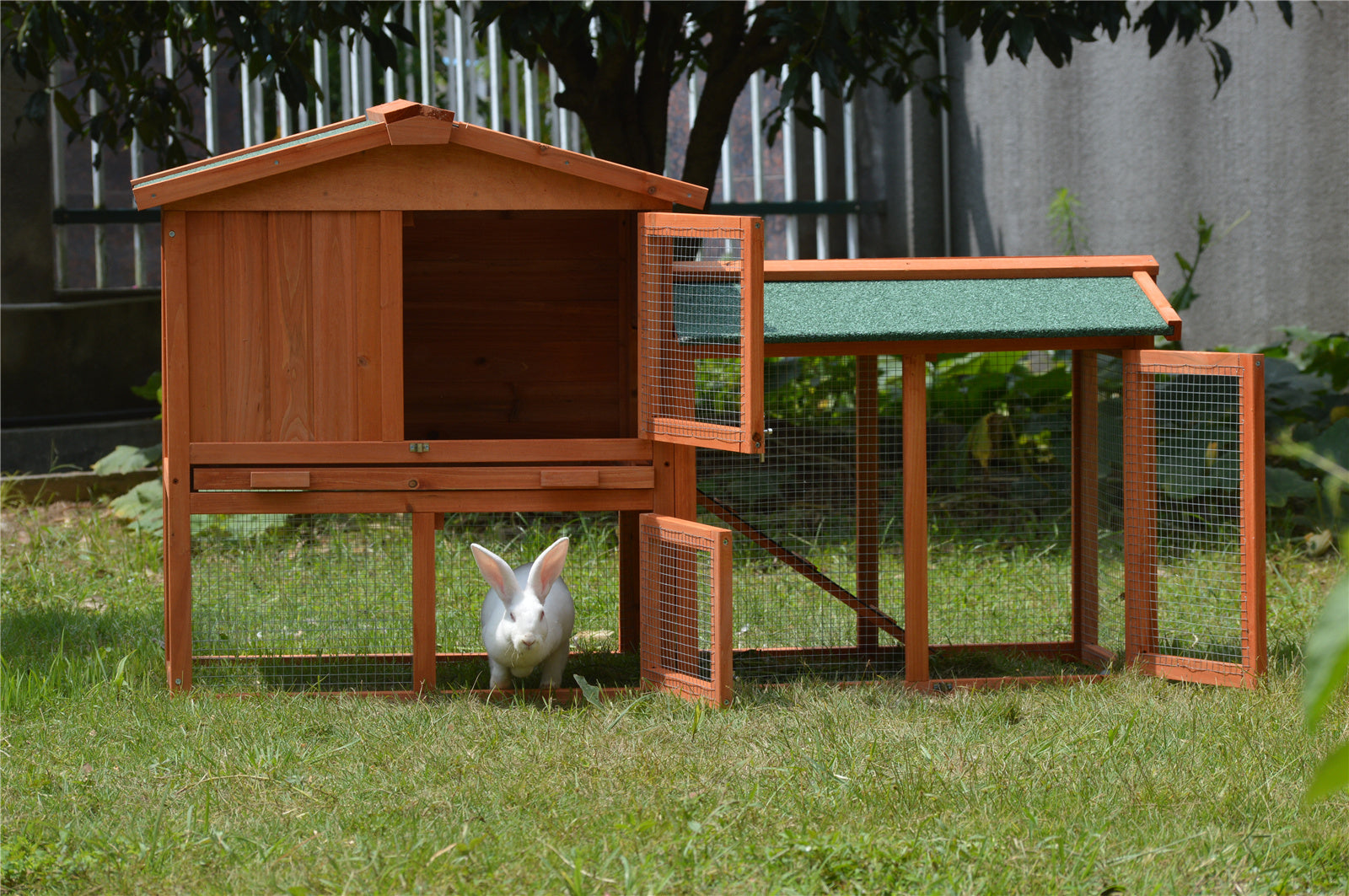 YES4PETS 146cm Rabbit Hutch Metal Run Wooden Cage Guinea Pig Cage House V278-RH065