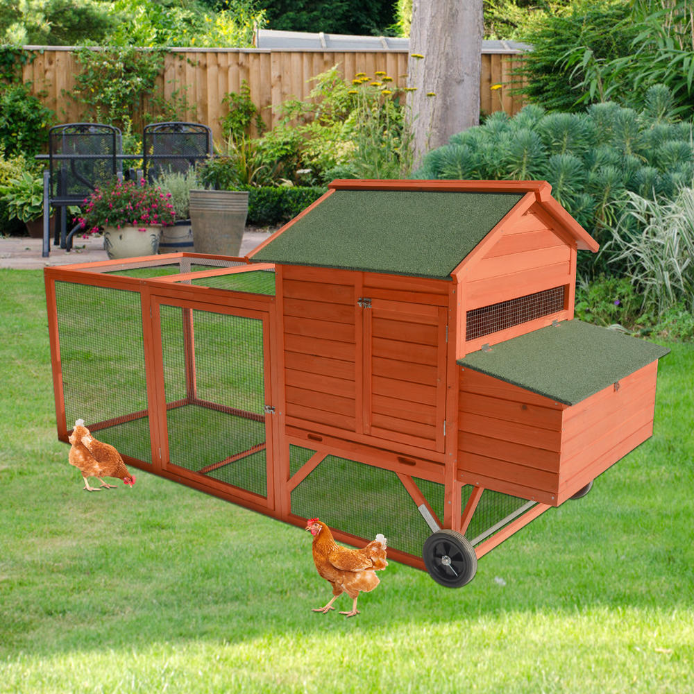 YES4PETS 248 cm XL Chicken Coop Rabbit Hutch Ferret Hen Guinea Pig House With Wheels V278-RH355