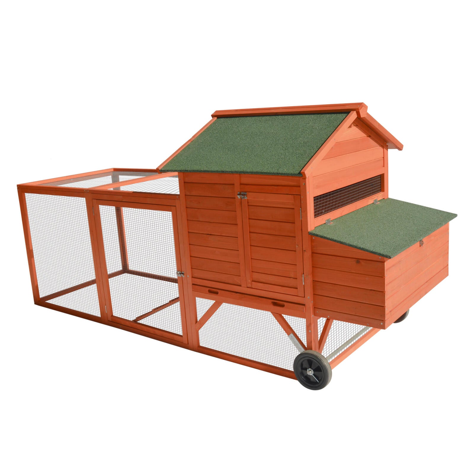 YES4PETS 248 cm XL Chicken Coop Rabbit Hutch Ferret Hen Guinea Pig House With Wheels V278-RH355