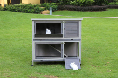 YES4PETS 110cm XL Double Storey Rabbit Hutch Guinea Pig Cage , Ferret Cat cage W Wheel & Pull Out Tray V278-RH430