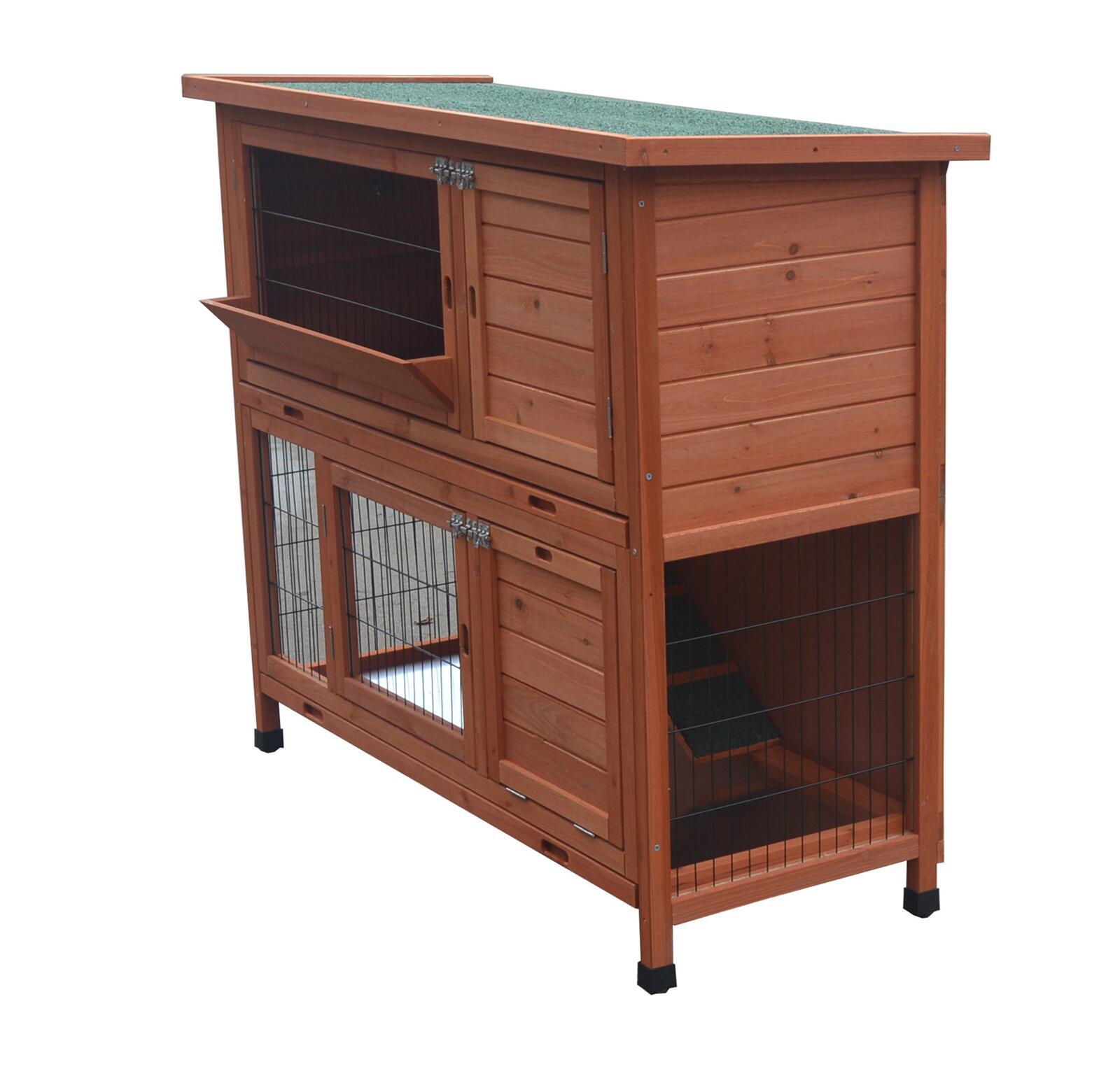 YES4PETS 120cm XL Double Storey Rabbit Hutch Guinea Pig Cage , Ferret cage Cat W Pull Out Tray V278-RH472