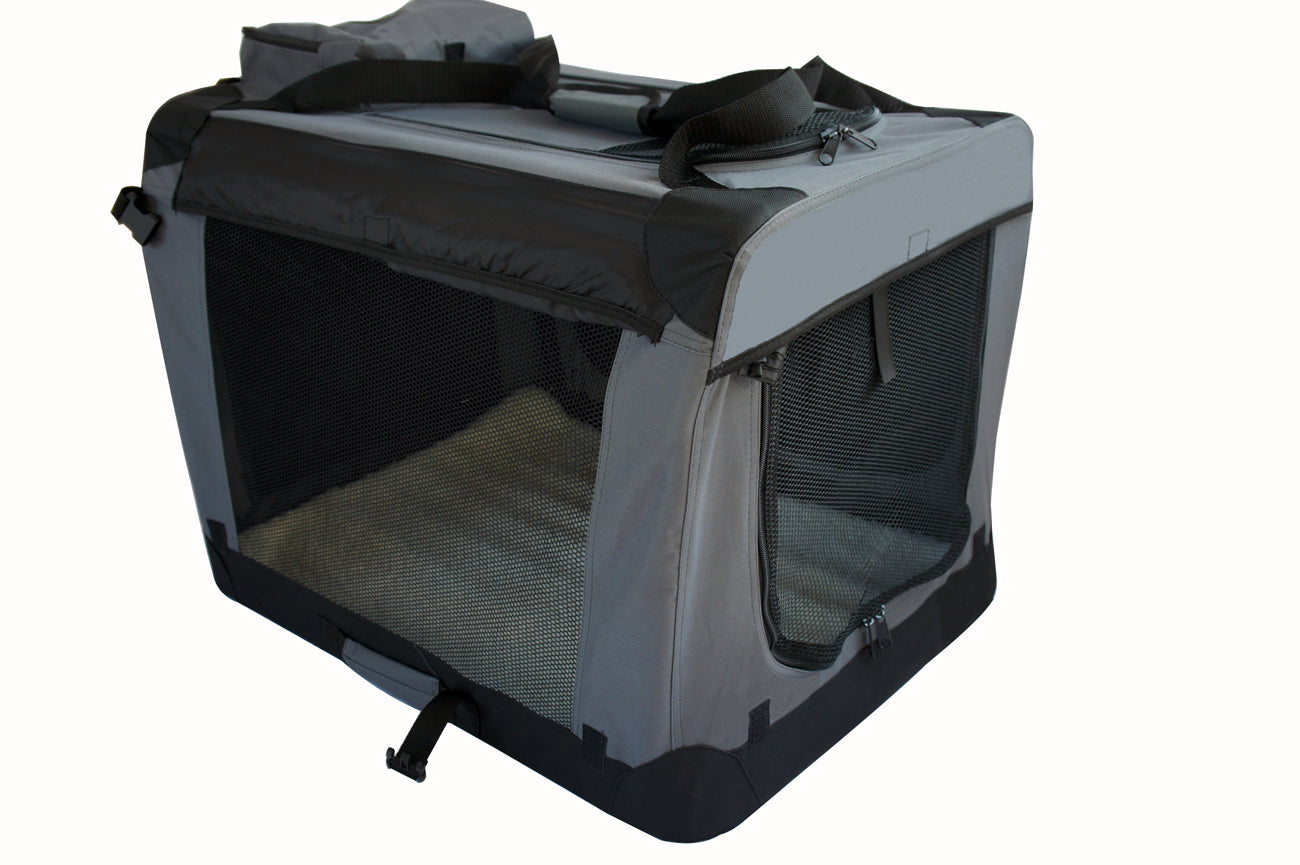 YES4PETS Medium Foldable Soft Dog Cat Puppy Rabbit Crate Bag With Curtain-Grey V278-SC6042-M_GREY