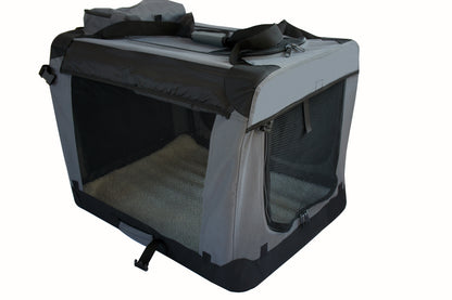 YES4PETS Large Fordable Soft Dog Cat Puppy Crate Bag With Curtain-Grey V278-SC7052-L_GREY