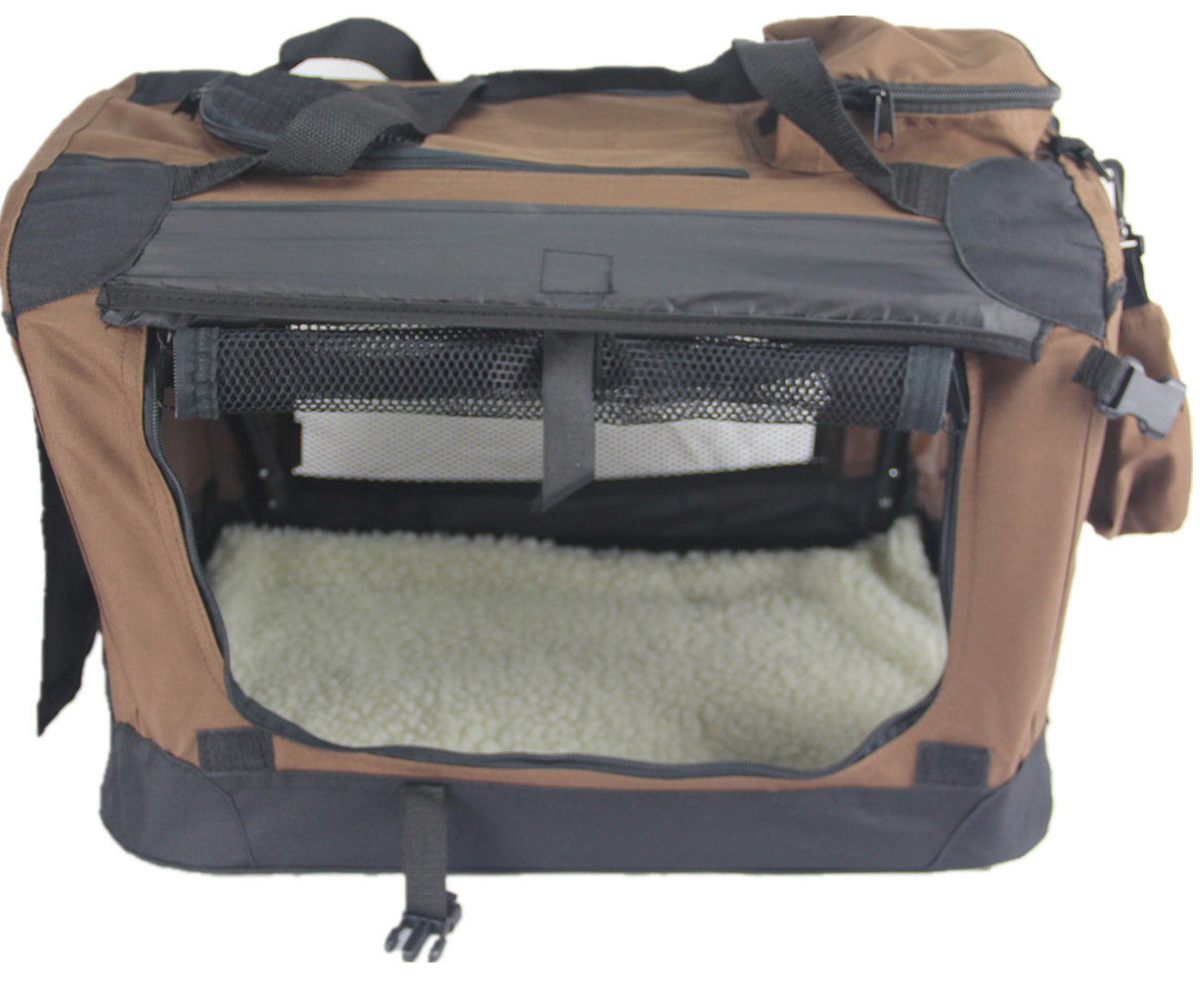 YES4PETS XL Foldable Soft Dog Puppy Cat Crate With Curtain-Brown V278-SC8158-XL_BROWN