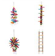 YES4PETS 4 X Assorted Wood Large Hanging Swing Bird Parrot Parakeet Cockatiel Budgie Toys V278-T-11253-11260-11277-11284