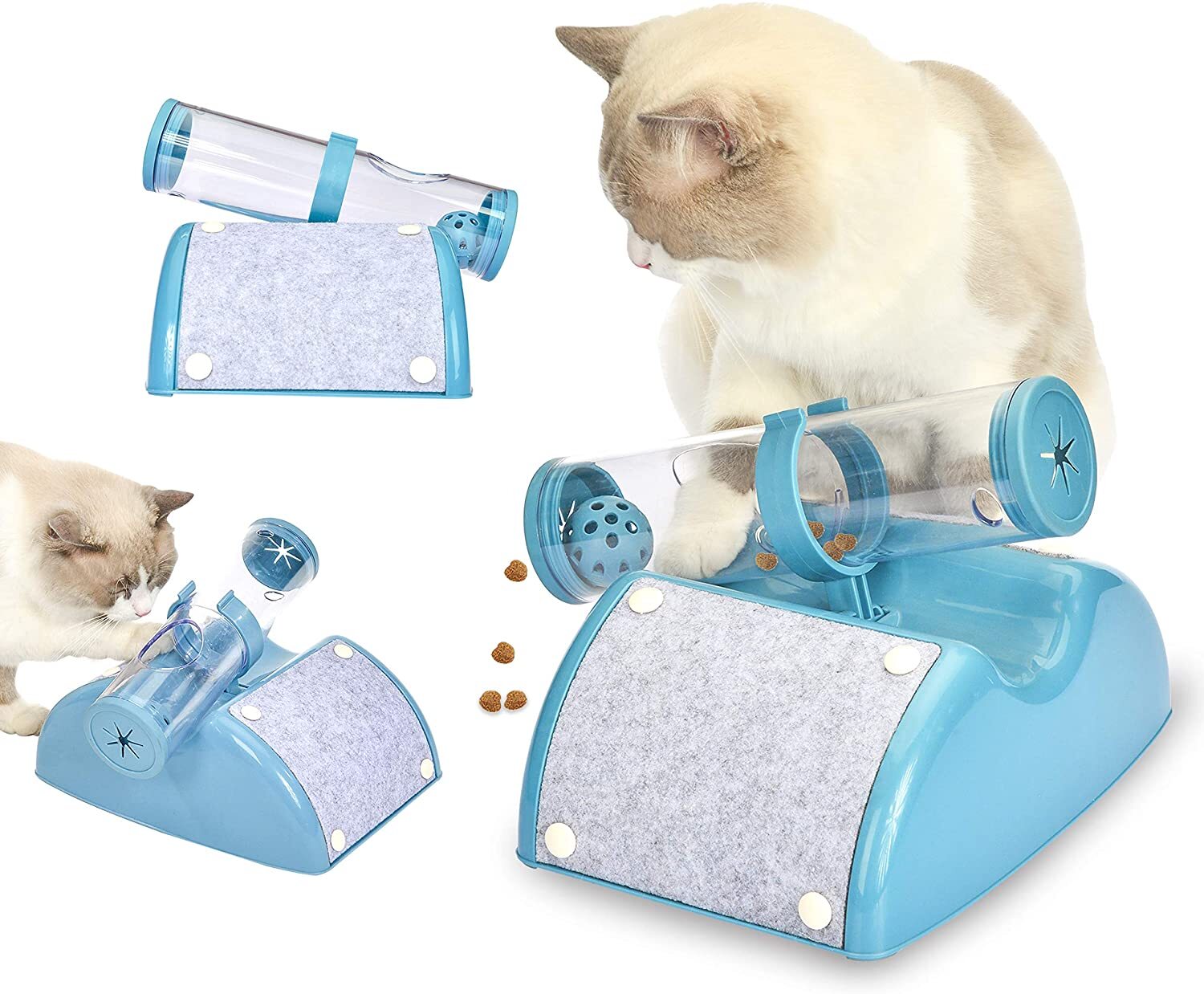 YES4PETS Cat Play Box Kit Pet Toy Kitten Toys Interactive Ball Peek Hunting Toy-Blue V278-TY503-CAT-TOY-BLUE