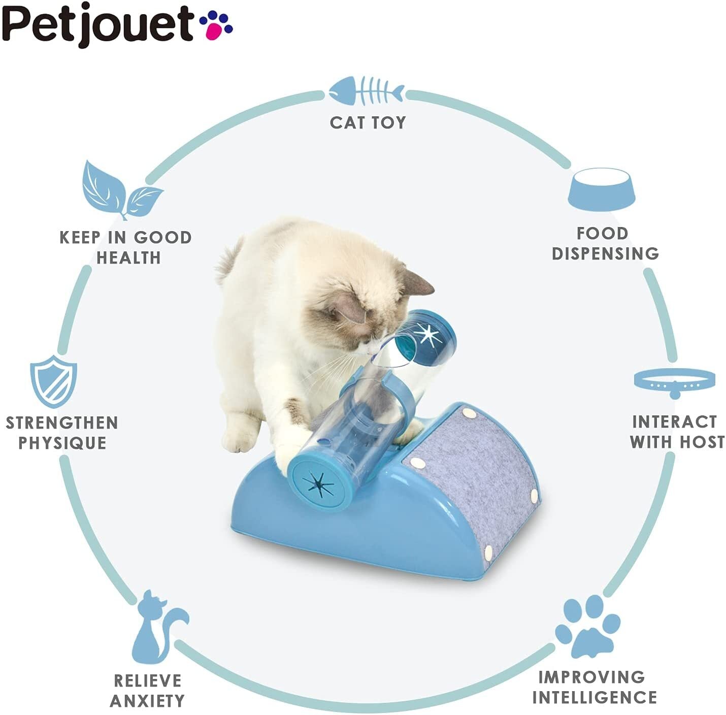 YES4PETS Cat Play Box Kit Pet Toy Kitten Toys Interactive Ball Peek Hunting Toy-Blue V278-TY503-CAT-TOY-BLUE