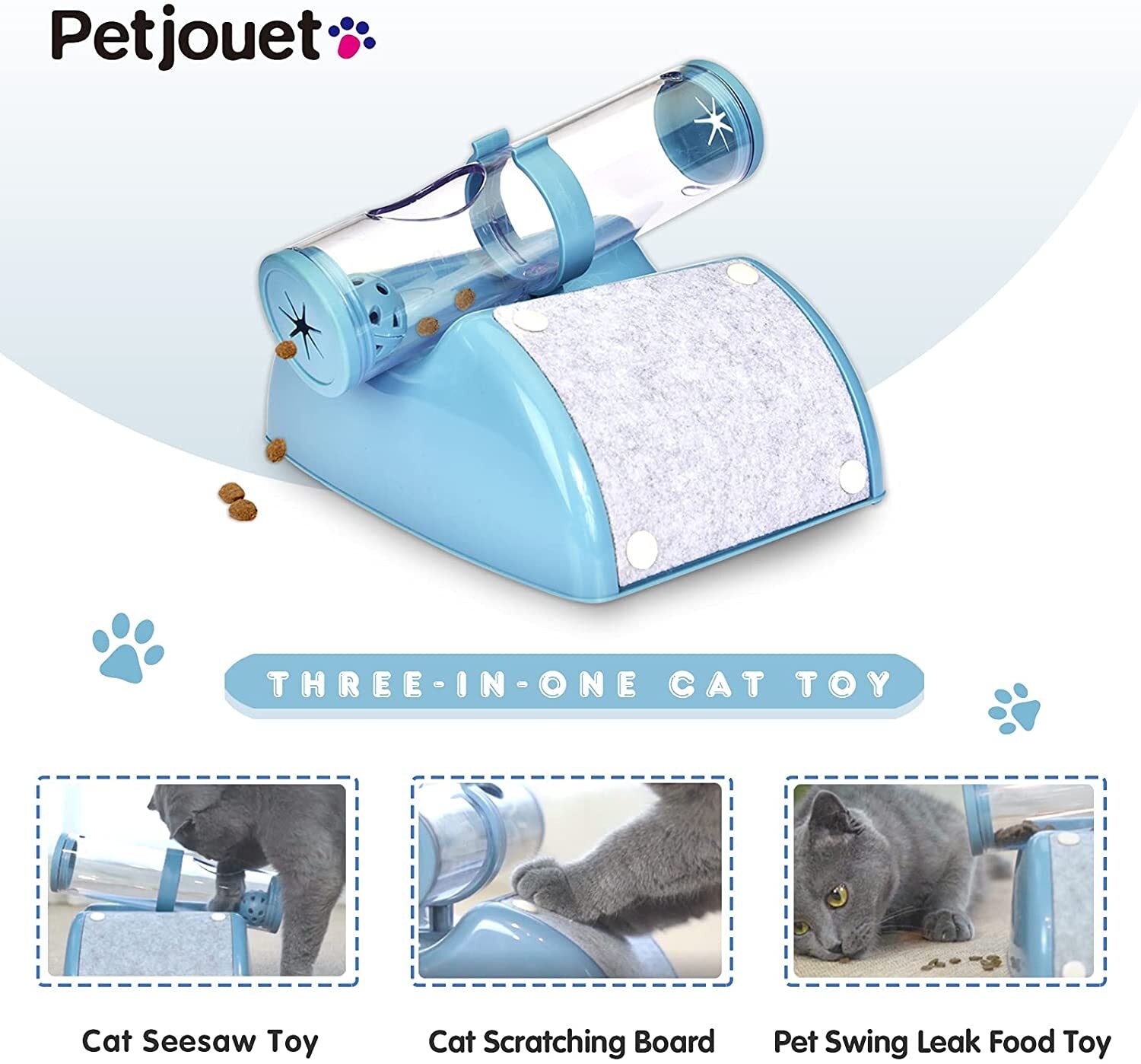 YES4PETS Cat Play Box Kit Pet Toy Kitten Toys Interactive Ball Peek Hunting Toy-Blue V278-TY503-CAT-TOY-BLUE