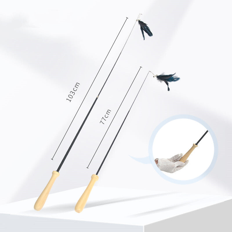 YES4PETS 2 X Pet Cat Toys Retractable Feathers Teaser Cat Stick Interactive Play V278-TY506-W-TY507-CAT-TOY