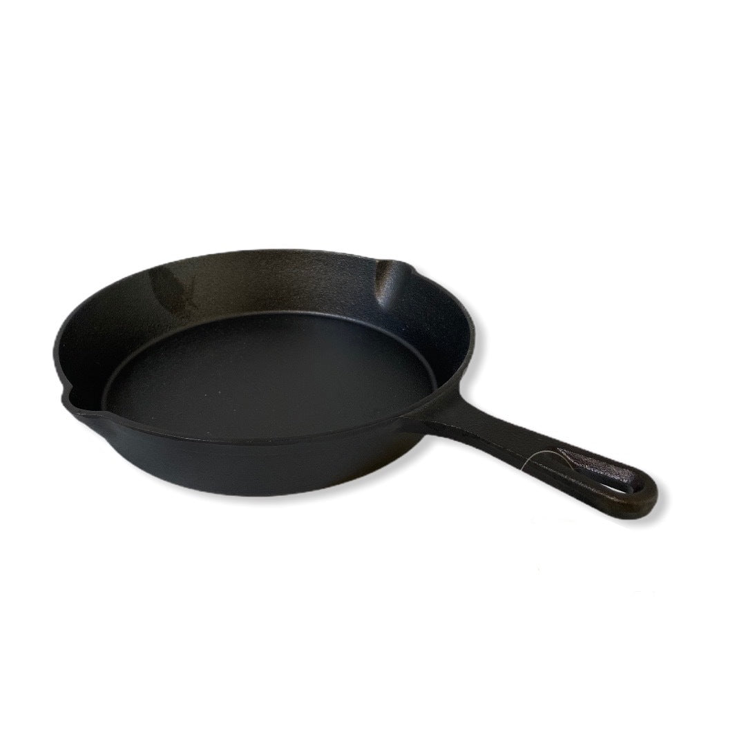 YES4HOMES 25 cm Cast Iron Skillet Barbecue Fry Pan Pre-Seasoned Oven Safe Grill Frypan V278-UI3066