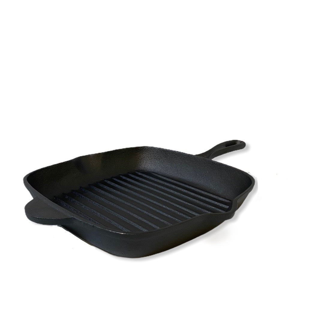YES4HOMES Cast Iron Barbecue Skillet Fry Griddle Pan Pre-Seasoned Oven Safe Grill Frypan V278-UI3073