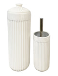 YES4HOMES Gloss White Ceramic Bathroom Accessories Set Toilet Brush Paper Roll Holder V278-UI3936-W-ROUND-TOILETSET
