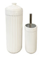 YES4HOMES Gloss White Ceramic Bathroom Accessories Set Toilet Brush Paper Roll Holder V278-UI3936-W-ROUND-TOILETSET