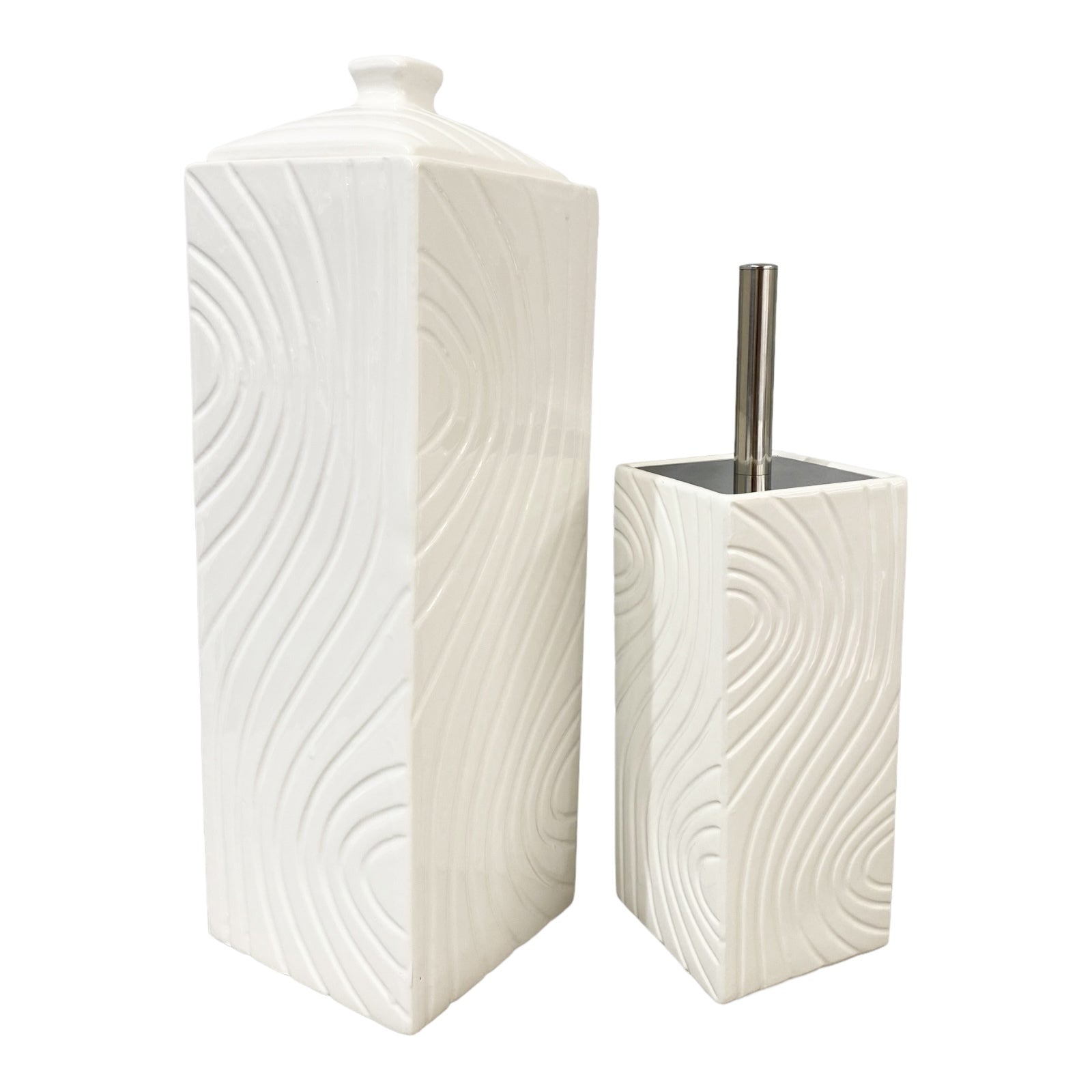 YES4HOMES Gloss White Ceramic Bathroom Accessories Set Toilet Brush Paper Roll Holder V278-UI3936-X-SQUARE-TOILETSET