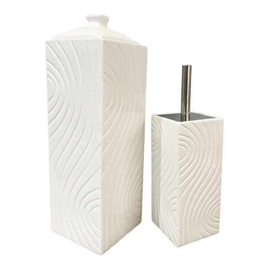 YES4HOMES Gloss White Ceramic Bathroom Accessories Set Toilet Brush Paper Roll Holder V278-UI3936-X-SQUARE-TOILETSET
