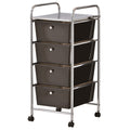 YES4HOMES Black Plastic Storage 4 Drawer with Metal Trolley Shelf and Slide-Out Drawers V278-UN5548