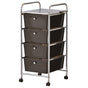 YES4HOMES Black Plastic Storage 4 Drawer with Metal Trolley Shelf and Slide-Out Drawers V278-UN5548