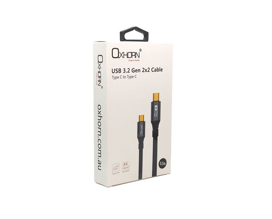 OXHORN CB-CC-3205 USB C 3.2 Gen 2x2 Cable 0.5m V28-ACBOXHCBCC3205