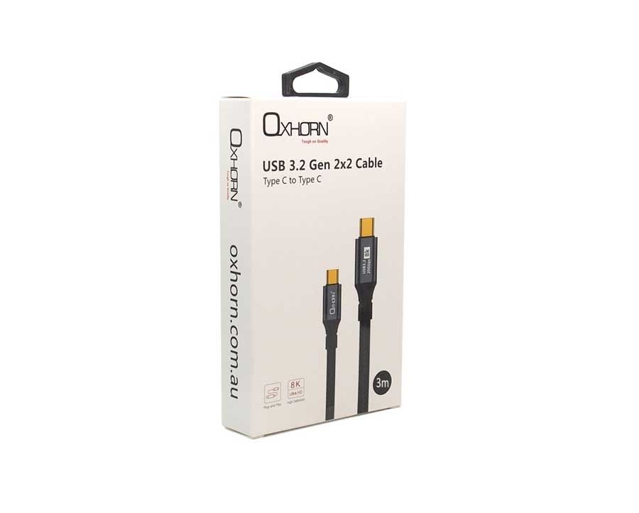 OXHORN CB-CC-323 USB C 3.2 Gen 2x2 Cable 3m V28-ACBOXHCBCC323