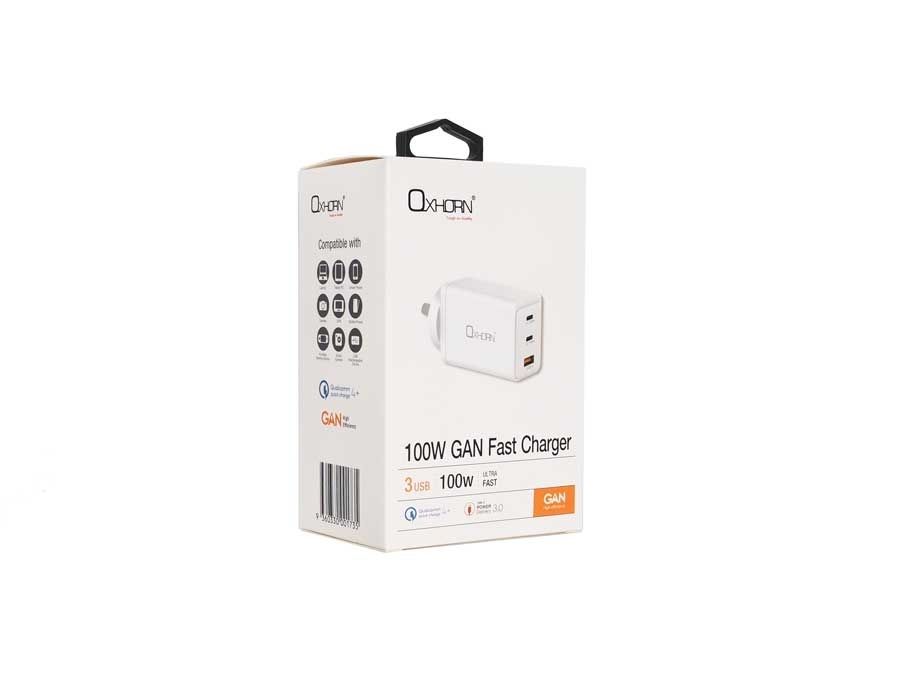 OXHORN NB-PD100S PD 100W GaN Charger 3-Port V28-ACBOXHNBPD100S