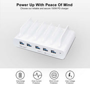 OXHORN NB-PD150D PD 150W 5-Port (5A+5C) Charging Dock with build-in rack V28-ACBOXHNBPD150D