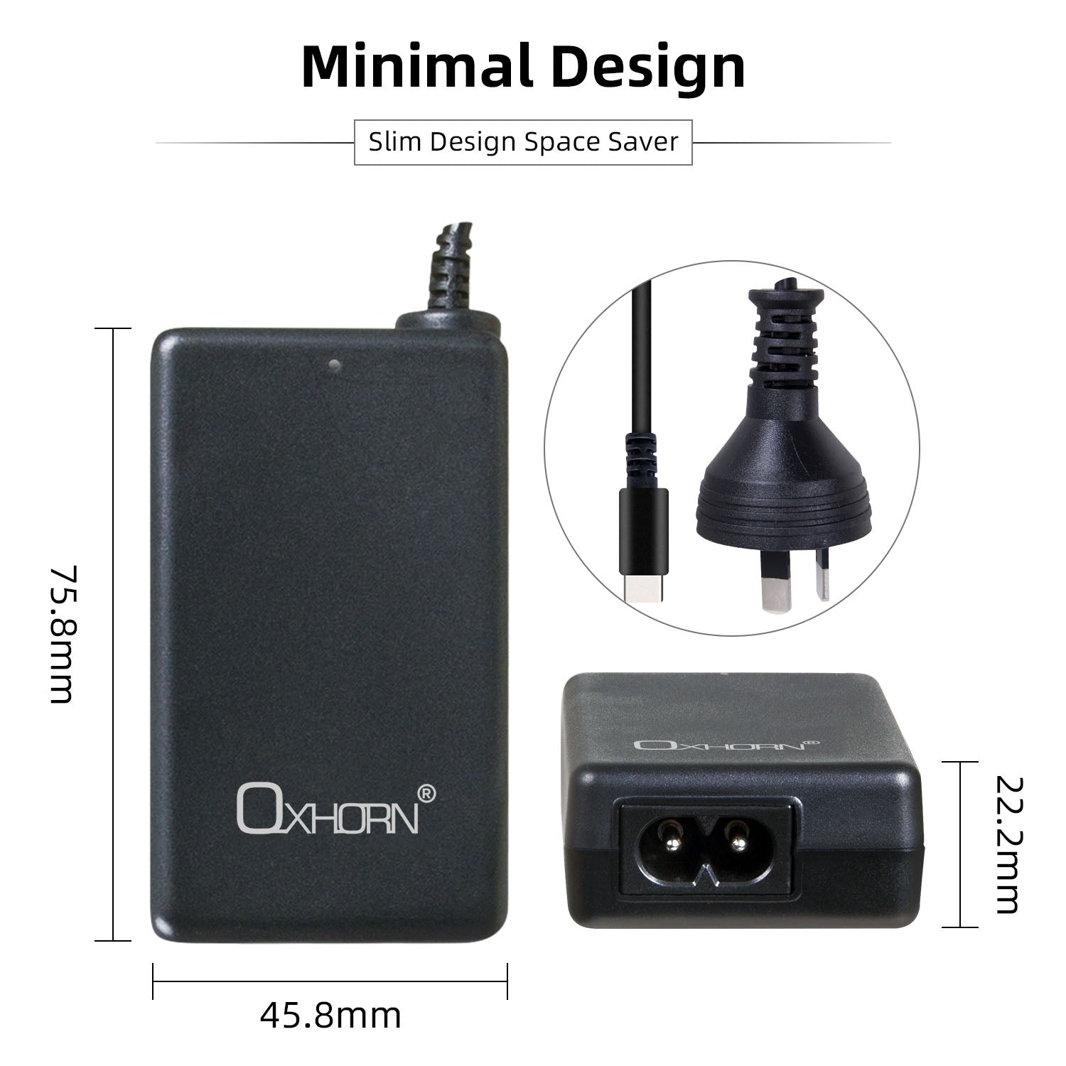 Oxhorn Type C GaN Charger 65W Black V28-ACBOXHNBPD65B
