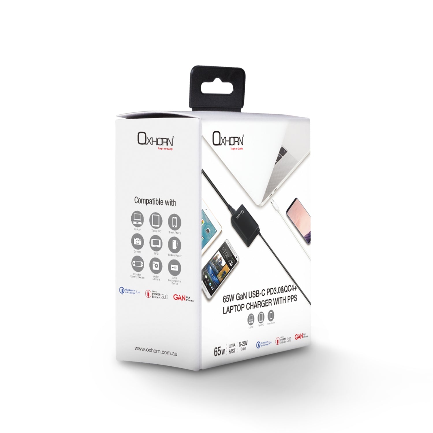 Oxhorn Type C GaN Charger 65W Black V28-ACBOXHNBPD65B