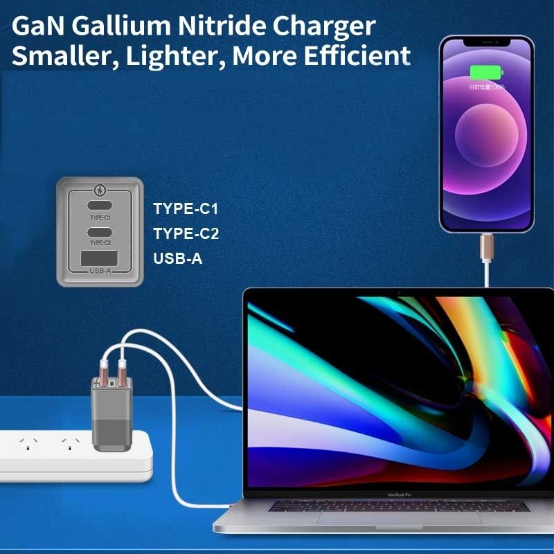 OXHORN NB-PD65CCAB PD GaN Charger 65W 3 Ports Black V28-ACBOXHNBPD65CCAB