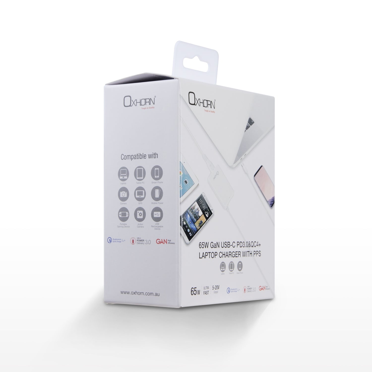 Oxhorn Type C GaN Charger 65W White V28-ACBOXHNBPD65W