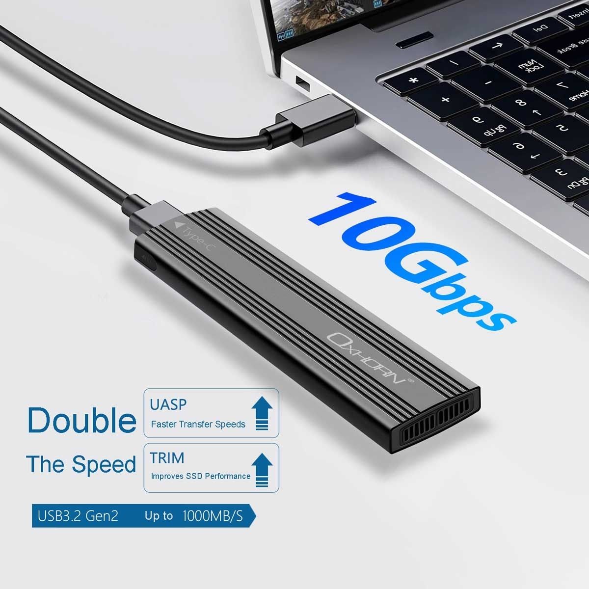 OXHORN UM-311B USB C 3.2 Gen 2 M.2 NVMe Enclosure Black V28-ACBOXHUM311B