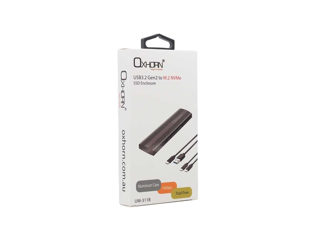 OXHORN UM-311B USB C 3.2 Gen 2 M.2 NVMe Enclosure Black V28-ACBOXHUM311B