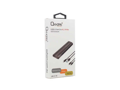 OXHORN UM-311B USB C 3.2 Gen 2 M.2 NVMe Enclosure Black V28-ACBOXHUM311B