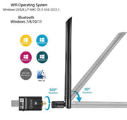 OXHORN UW-1300B USB AC1300 + Bluetooth 5.0 Adapter V28-ACBOXHUW1300B