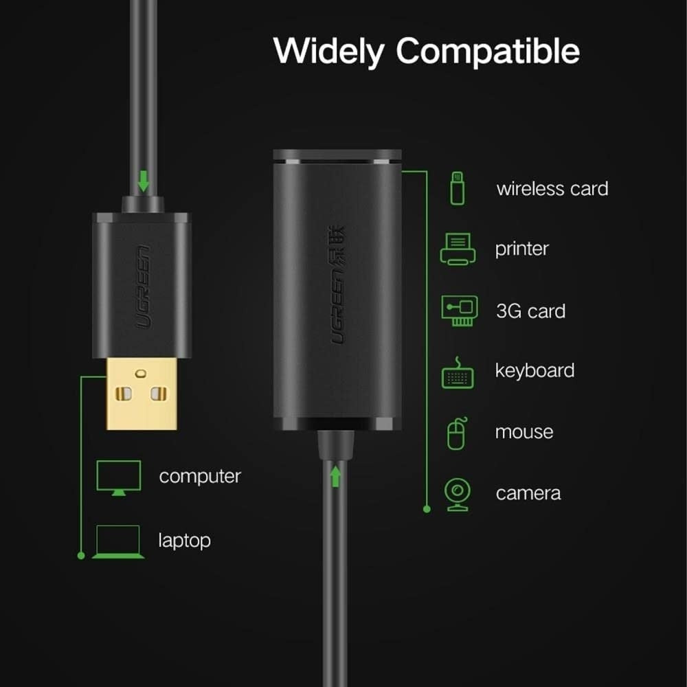 UGREEN 10321 USB 2.0 Active Extension Cable with Chipset 10M V28-ACBUGN10321