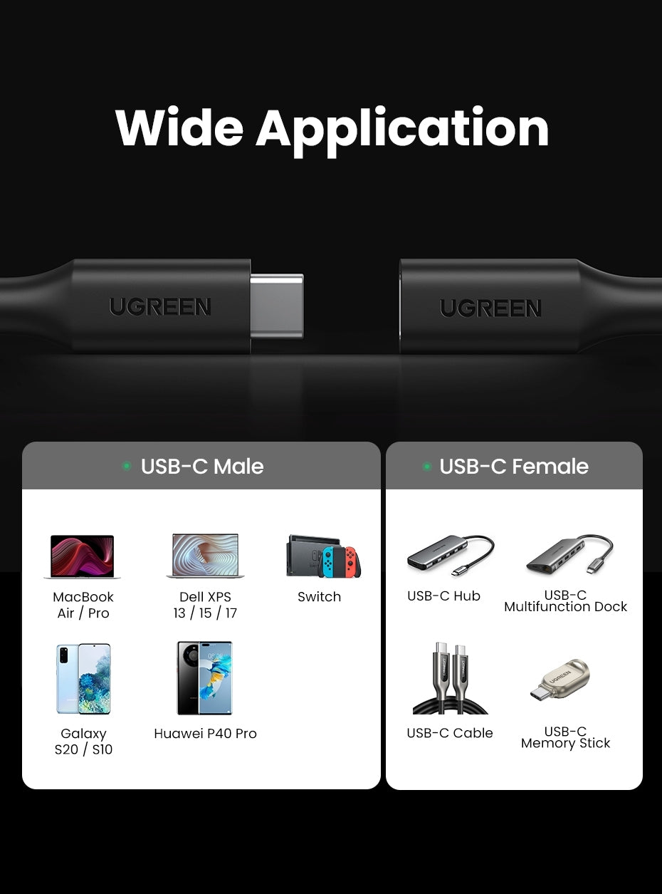 UGREEN 10387 USB-C Extension Cable 1M V28-ACBUGN10387