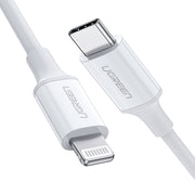 UGREEN 10493 Type-C to MFI iPhone M/M Cable Rubber Shell 1M White V28-ACBUGN10493