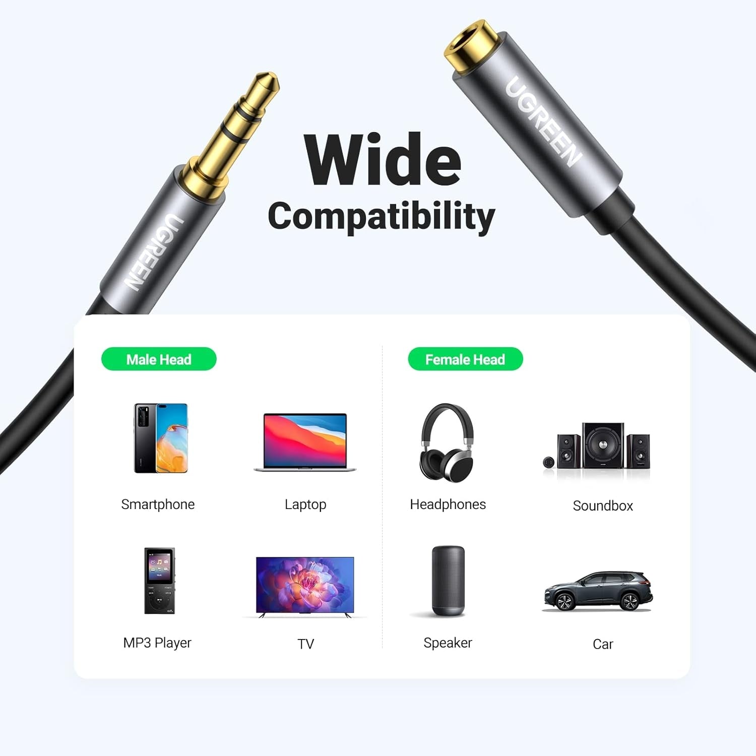 UGREEN 10592 3.5mm Headphone Extension Cable 1m V28-ACBUGN10592